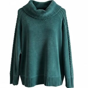 👛(ANY 2/$30) NORTHERN REFLECTIONS Green Cowl Neck Sweater